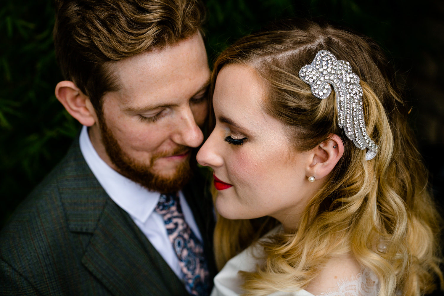 Chorlton Wedding Photographer, Rose and Josh close to each other.