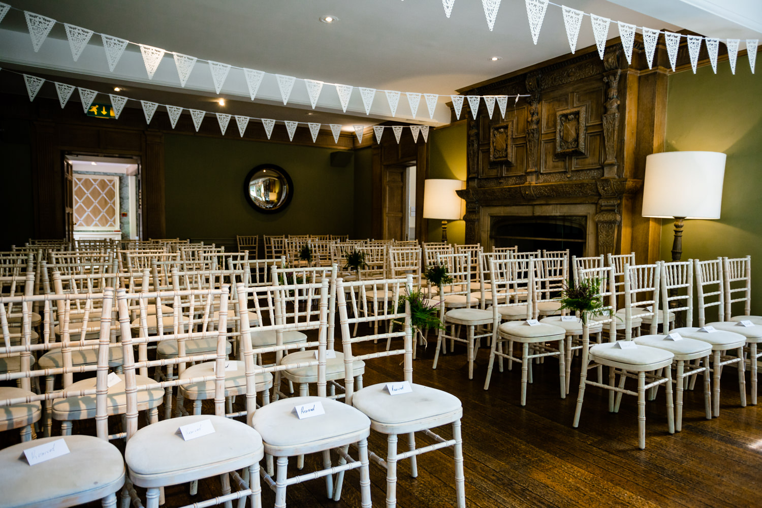 The beautiful ceremony room at Whirlowbrook Hall in Sheffield.