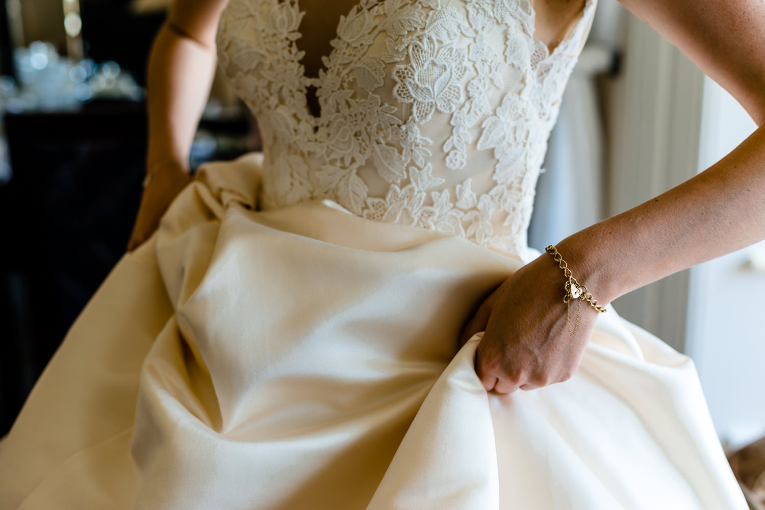 Mori Lee lace wedding dress detail. 