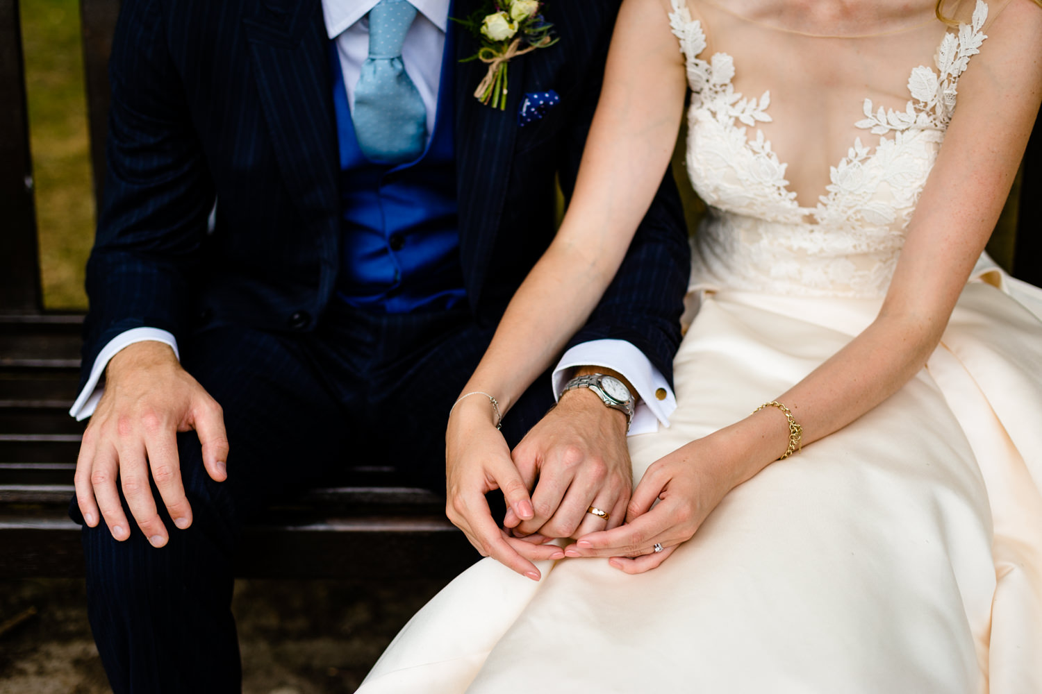 A bride and grooms hands, wedding photography Whirlowbrook Hall Sheffield