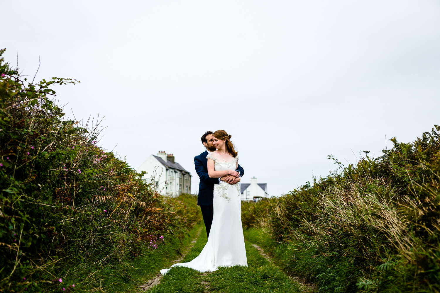 Stef and Simon on their wedding day, Anglesey wedding photographers