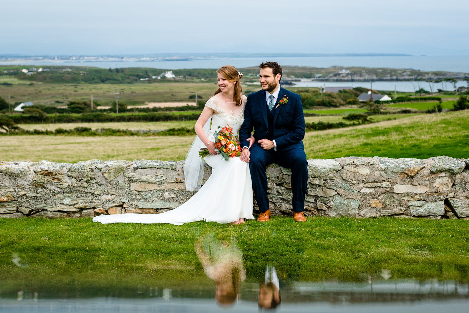 A bride and grooms couple shoot Anglesey wedding photograph