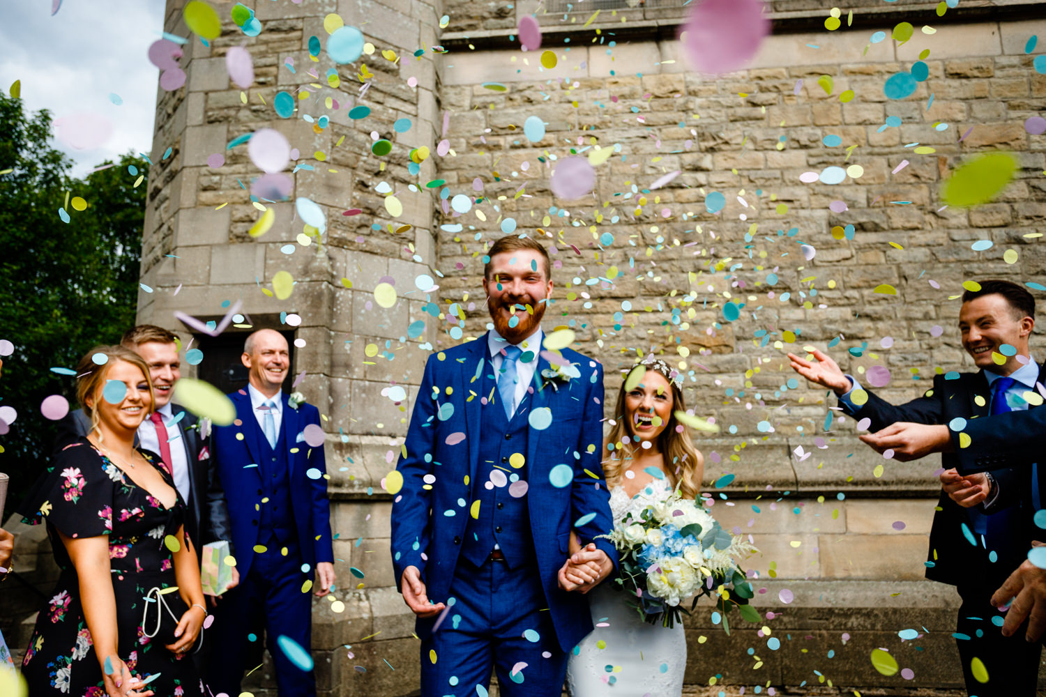 Intimate Wedding Photographer Manchester, Colourful confetti