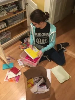 Sorting in process, lots in the recycle bag!