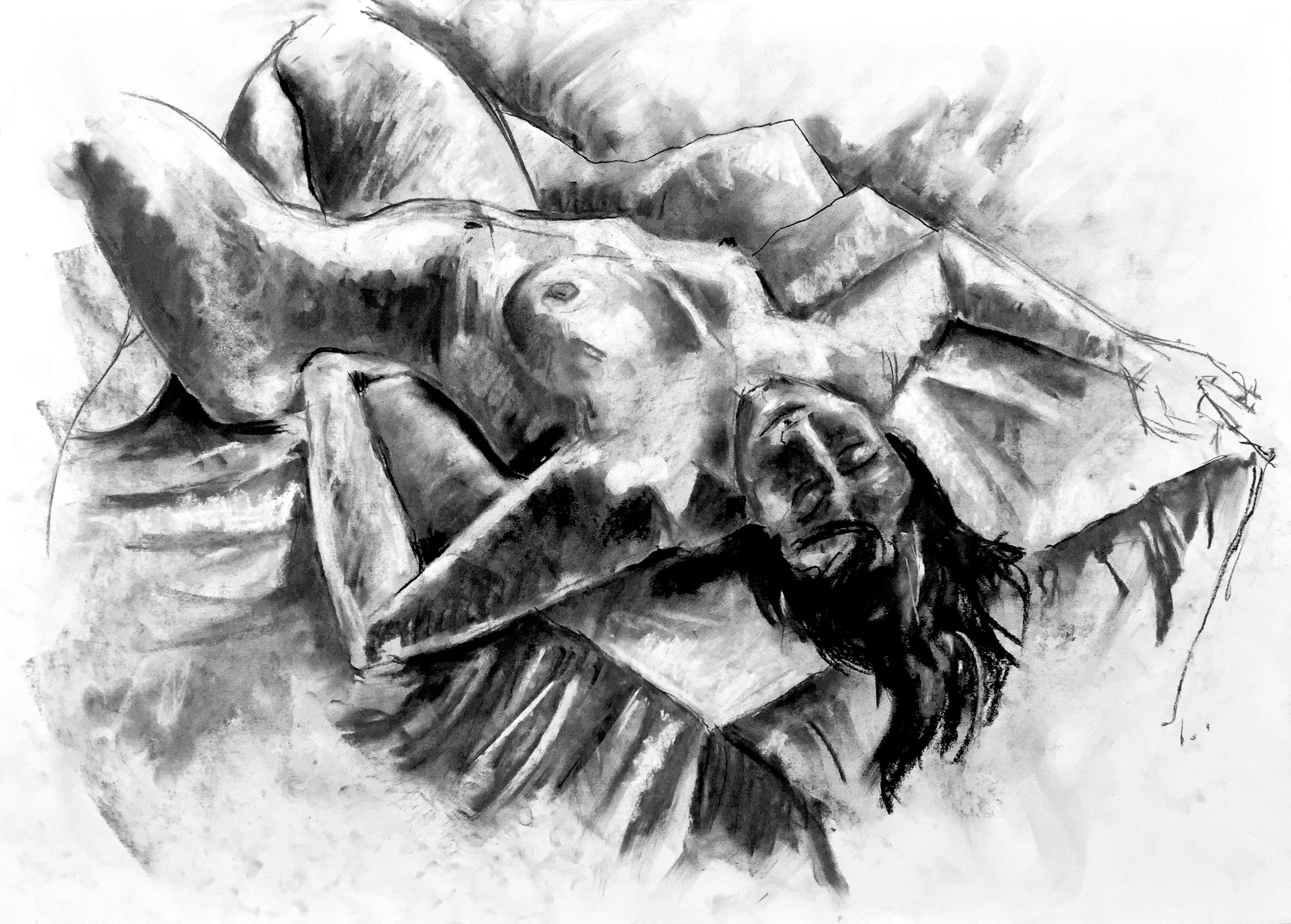 Reclining Nude #5 2012 | 59 x 42cm Charcoal & compressed charcoal Signed on front Buy this artwork