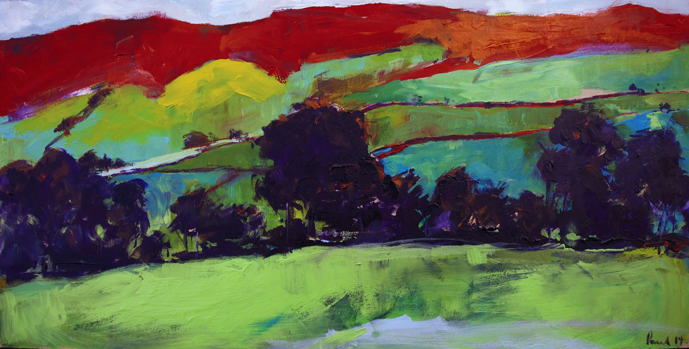 Llanfyrnach, Wales 2014 | 66 x 33 x .5cm Acrylic on board Signed SOLD
