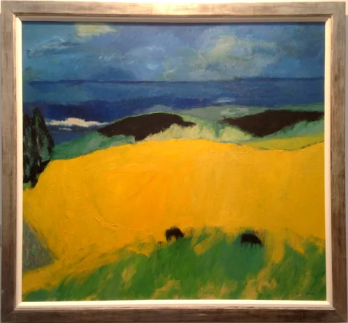 John Houston – Yellow Field by the Sea (1979) Ewan Mundy Fine Art