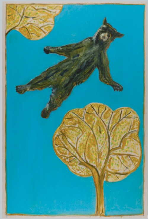 Falling Bear oil and charcoal on linen 274.5 x 183 cm