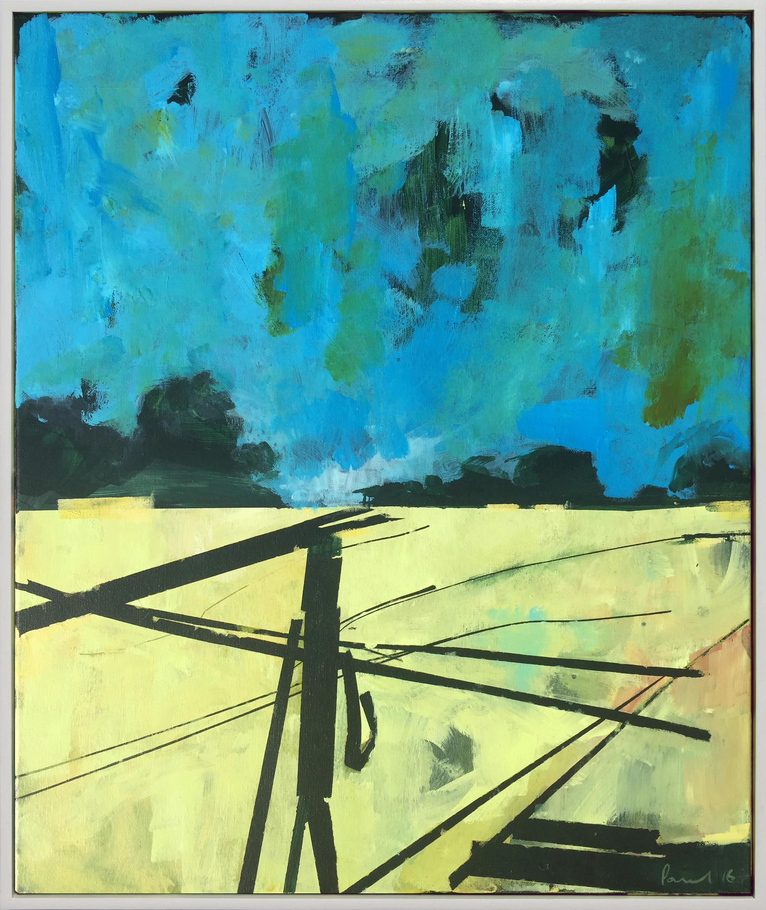 Tracks, Northumberland 2016 | 45 x 59.5 x 1.5 cm Acrylic on canvas Signed on front Framed SOLD