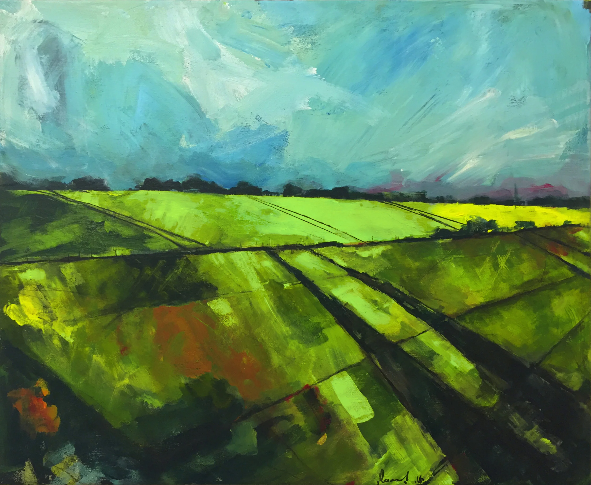 Fields, Alnmouth 2016 | 59.5 x 49.5 x 1.5cm Acrylic on canvas Signed on front £ 700 - S OLD