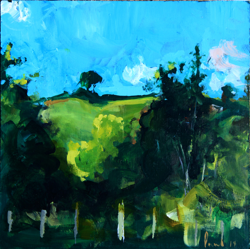 Henwood Hill, early evening 2014 | 33 x 33 x .5cm Acrylic on board Signed SOLD