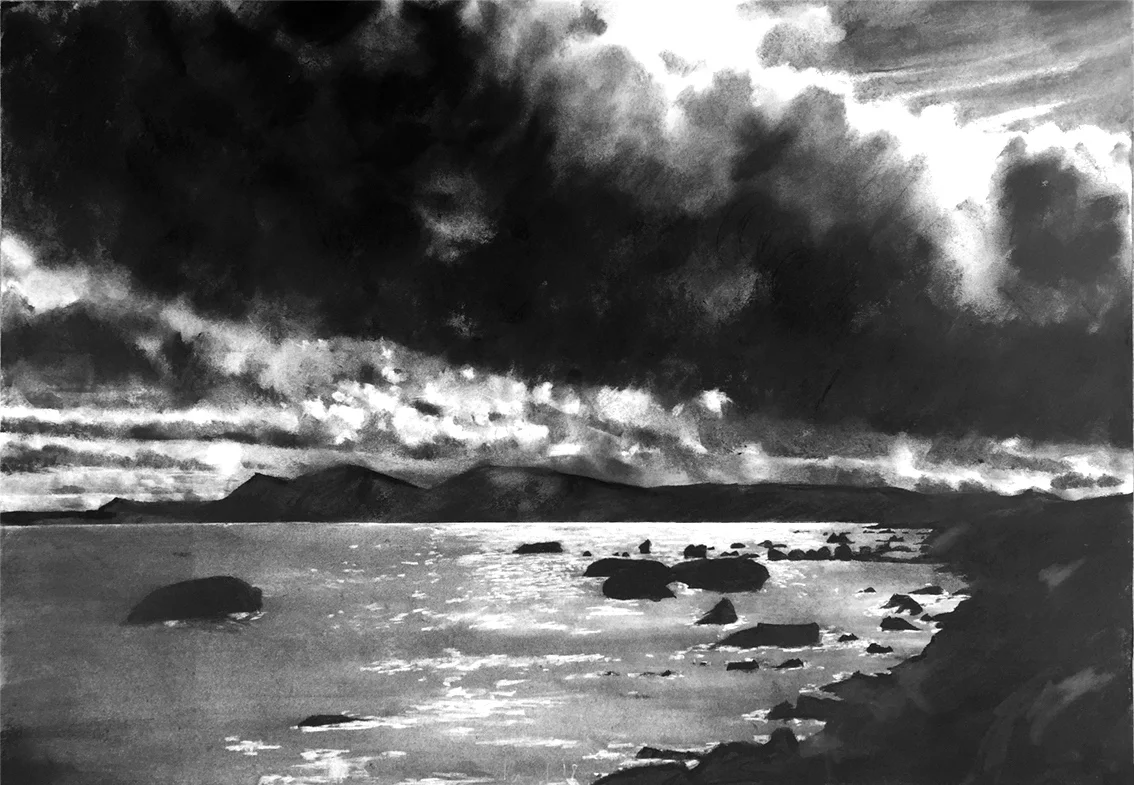 North Arran 2018 | 84 x 60cm Charcoal & compressed charcoal Signed on front SOLD