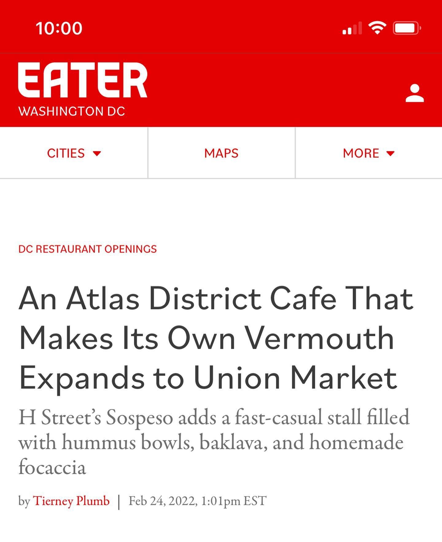 Thank you @tiers2 from @eater_dc for taking the time to write a beautiful recap for our new fast casual spot at @unionmarketdc We are officially opening this Friday with our awesome, healthy &ldquo;Grab &amp; Go Mediterranean eats, and soon to be  av