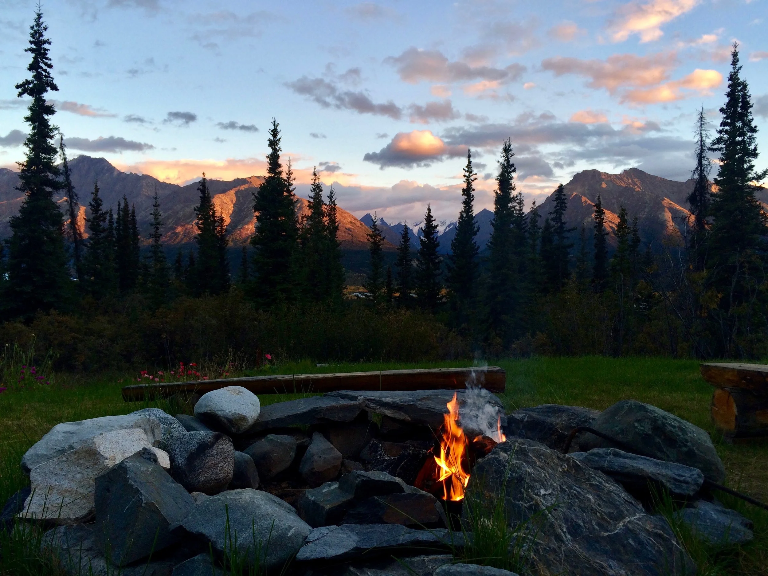 The fire pit at the Luxury Base Camp