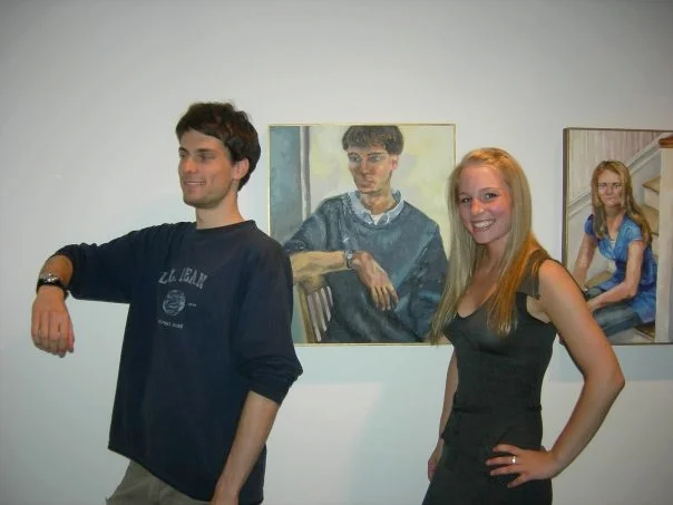 Museum Memories - Here is a "Throwback Thursday" shot of me and my husband, Evan, posing with a portrait I painted of him at my Senior Art Show in '08 at the Colby College Museum of Art (we met Freshman year through Colby's club sports). Painting was fun, but think I should stick to analyzing it rather than making it!