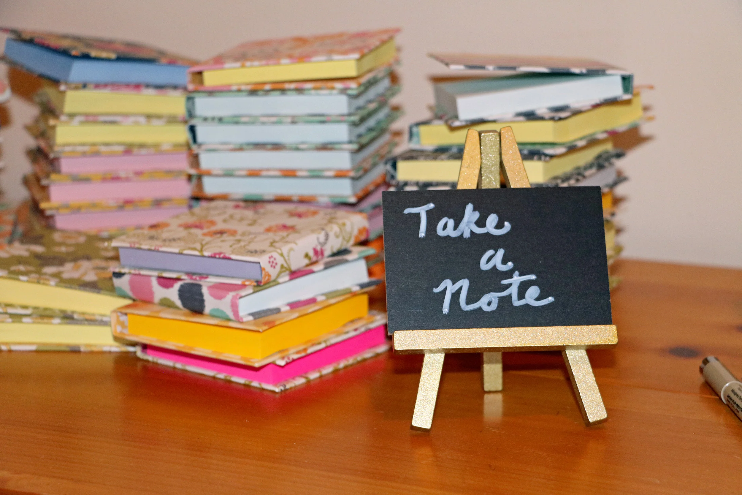 My mom Susan Parrish made these Post-It notebooks for graduation party favors. More of her work is on her website and Etsy store, In the Woodz .