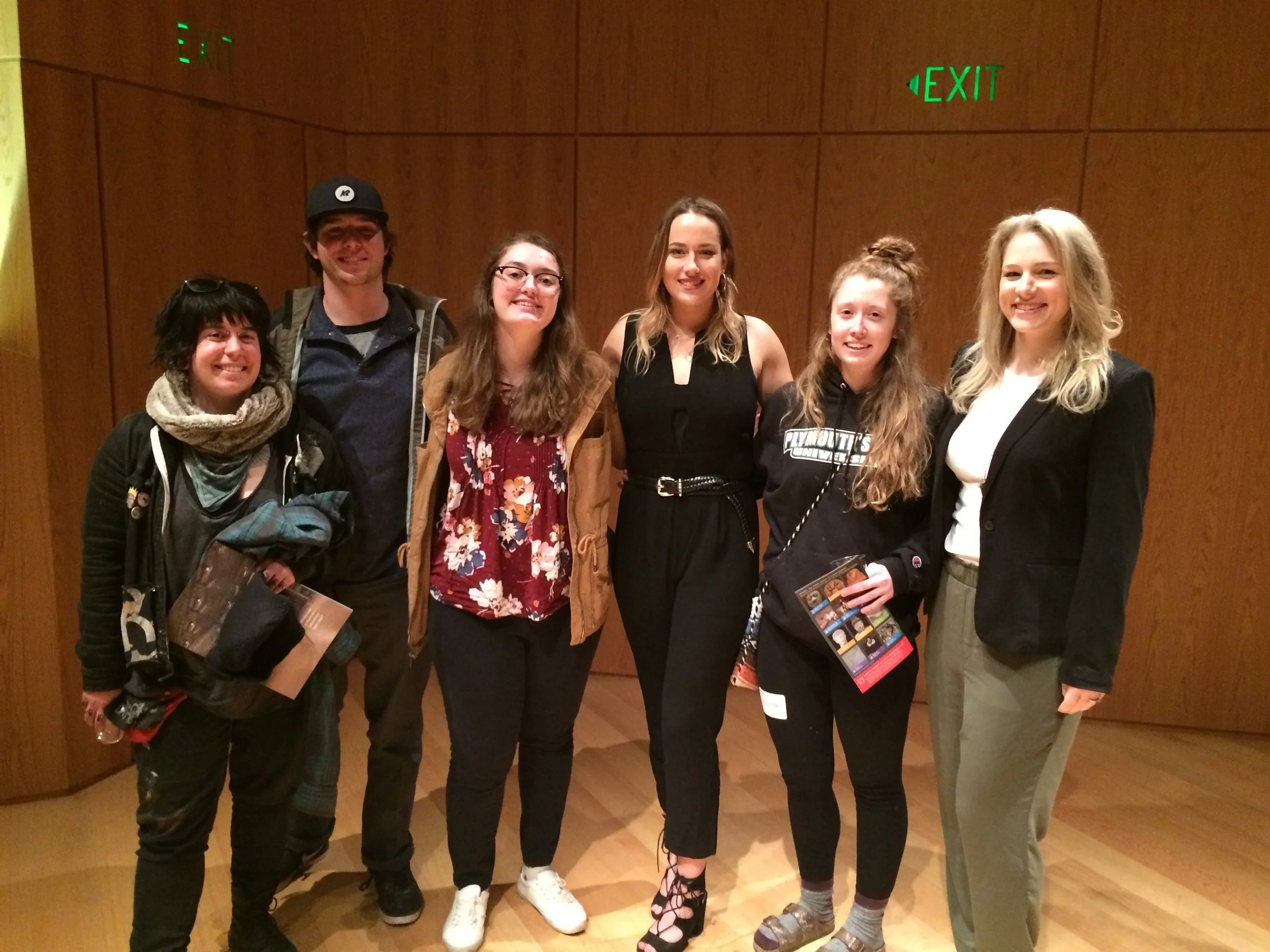 BFA Seniors at the MFA. From left to right: Julie Mosso, Rob Hansen, Rae Bujeaud, Caity O’Leary, Felicia Wells, Sarah Parrish.