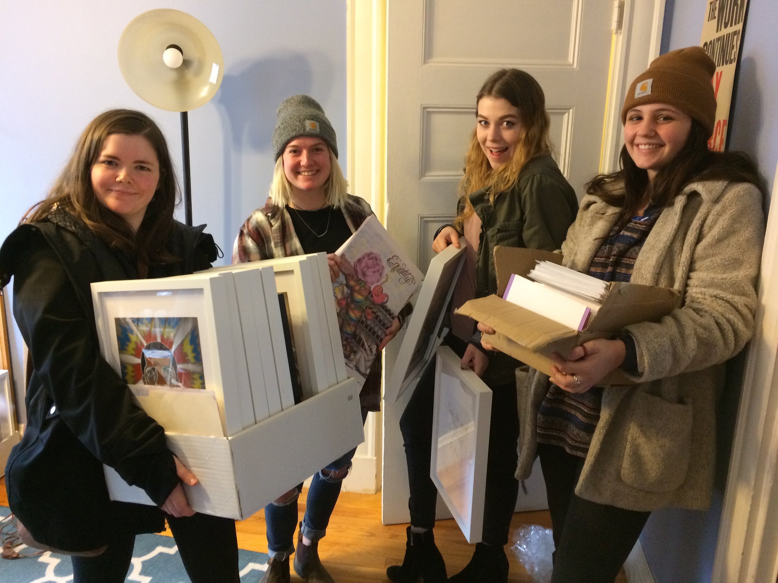 Picking up Artwork from the Freedom through Art Collective.