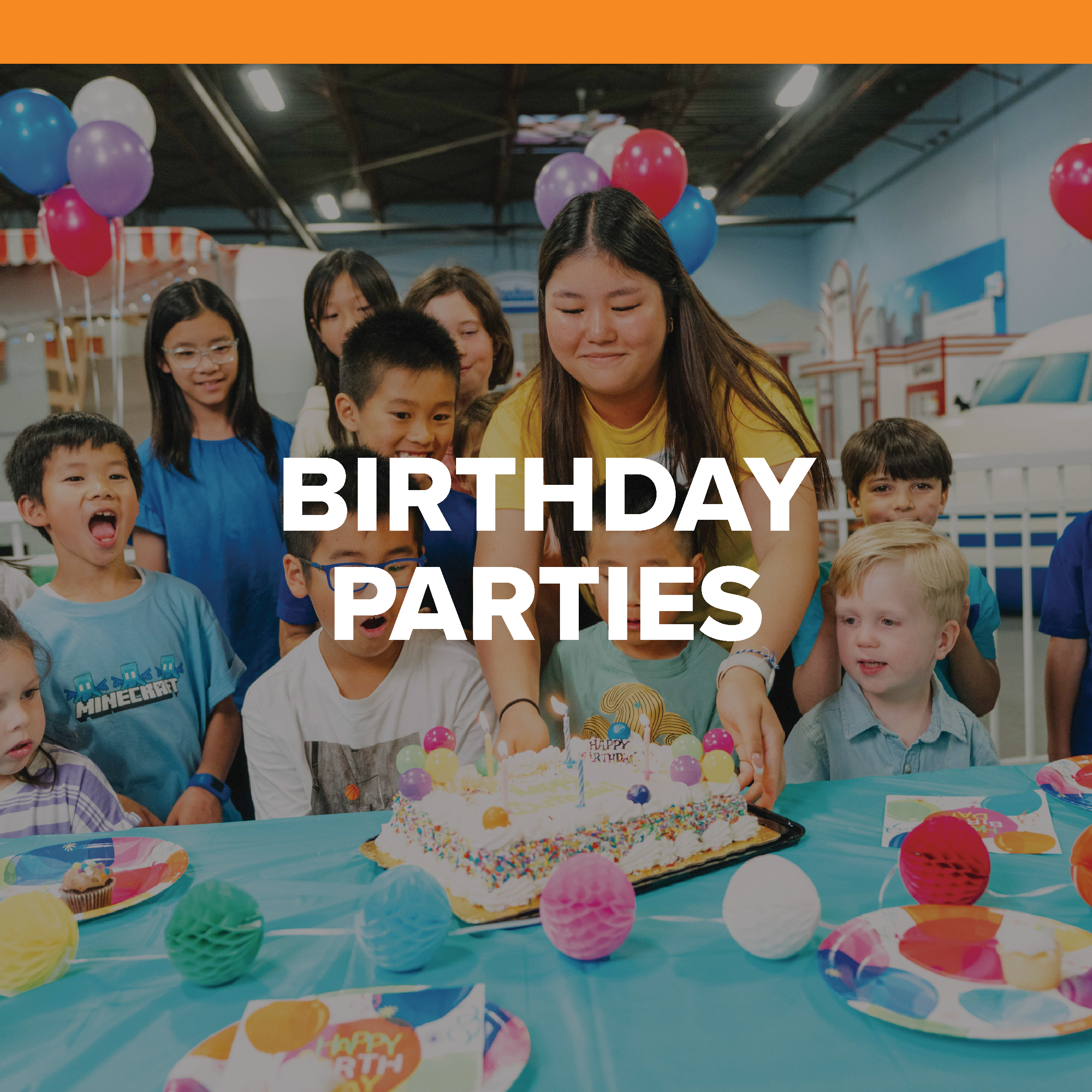 AGES: ANY AGE Celebrate your child's birthday at Kidtropolis with an unforgettable party, and a party space tailored for making memories with friends and family. LEARN MORE >
