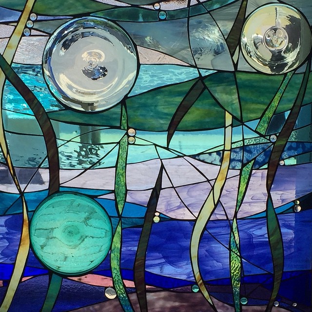  Custom stained glass panel 34"x36" for private collection in Harvey Cedars, NJ. 