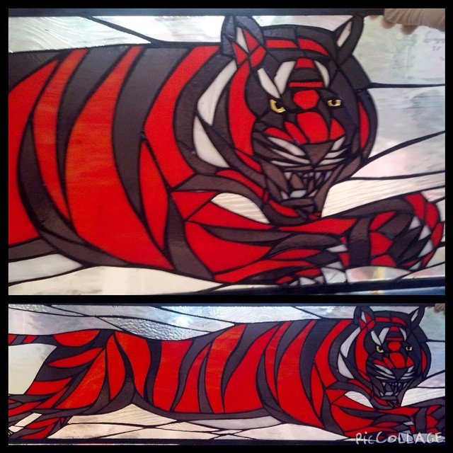  Bengal tiger for the Senior Class gift to Barnegat High School. The eyes are made of golden fused glass. 