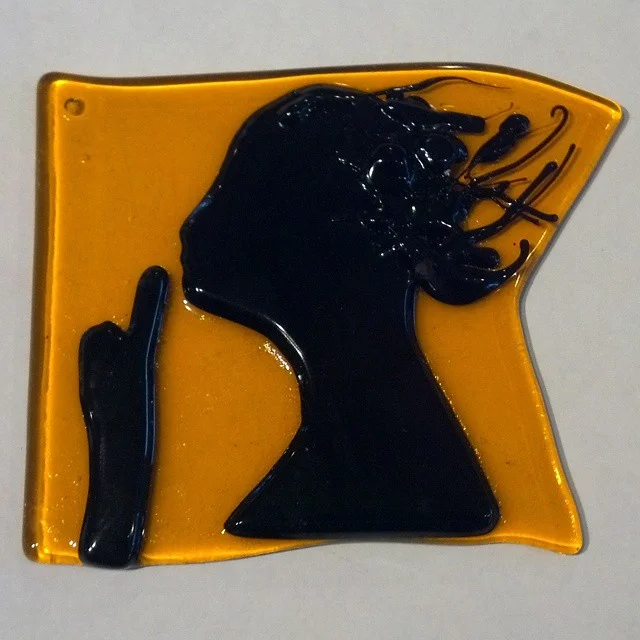 The Silent Maid logo in glass. 3" x 3"