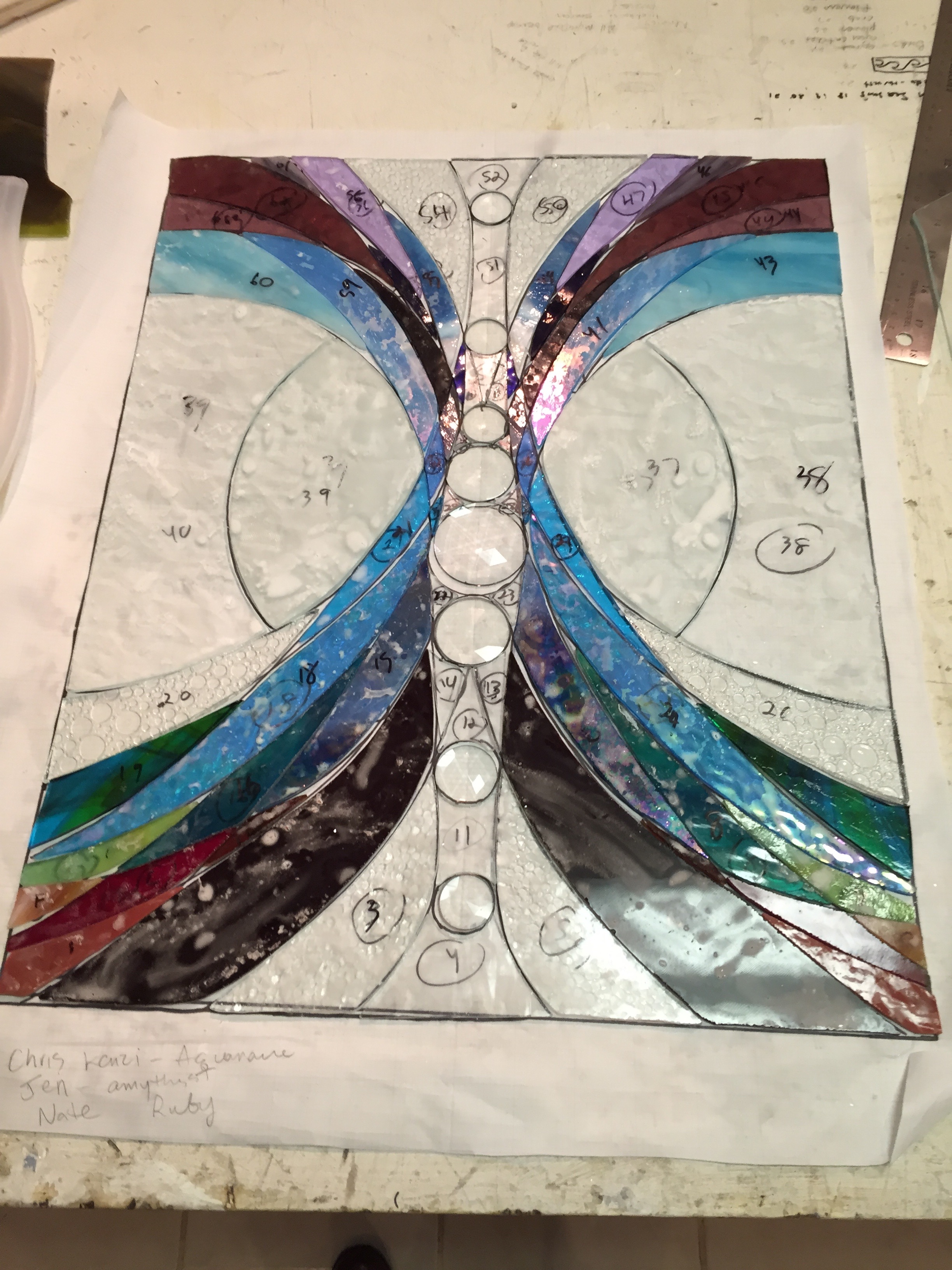  Custom Chakra energy stained glass in progress 