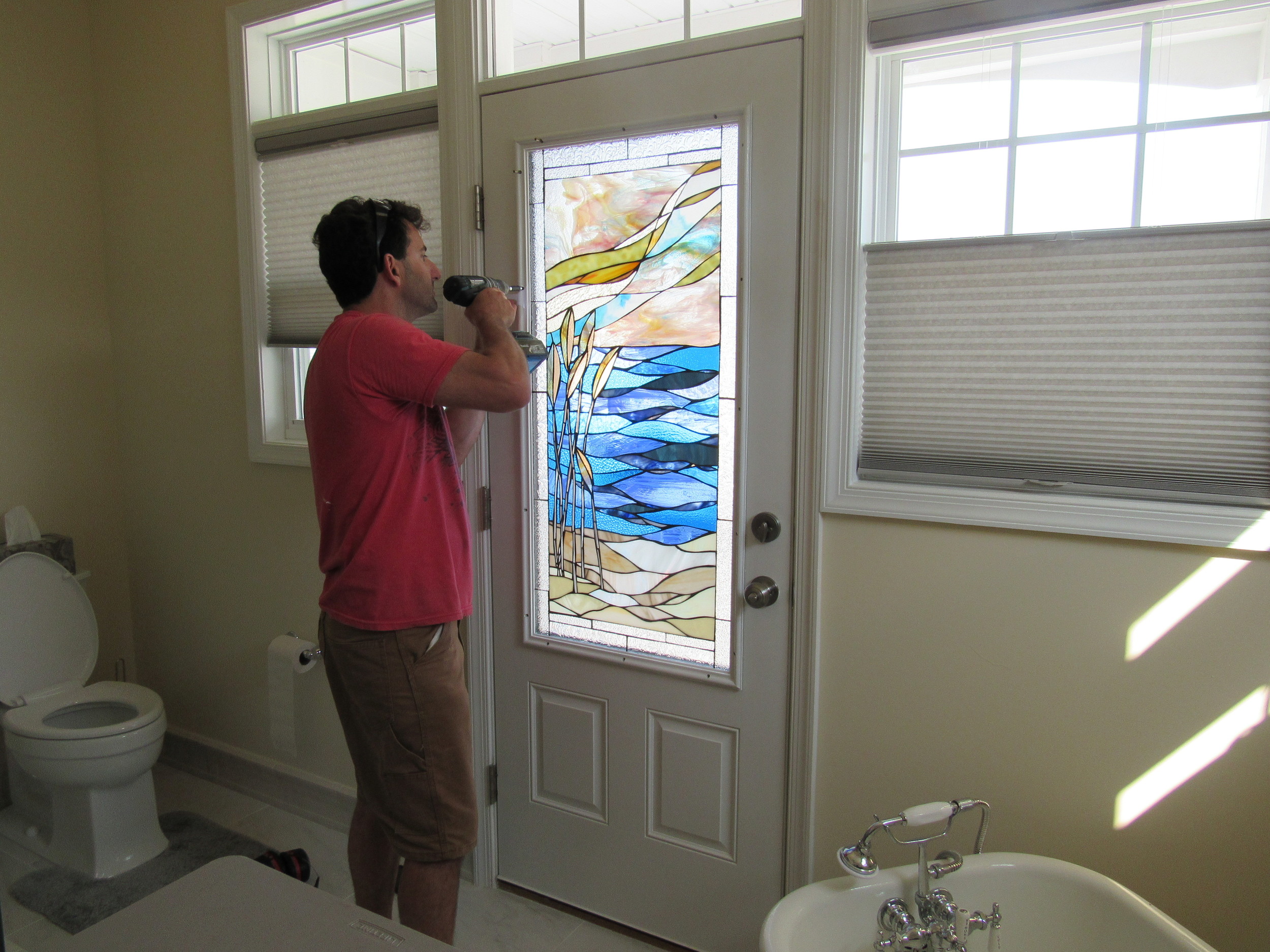  Custom bathroom door in progress 