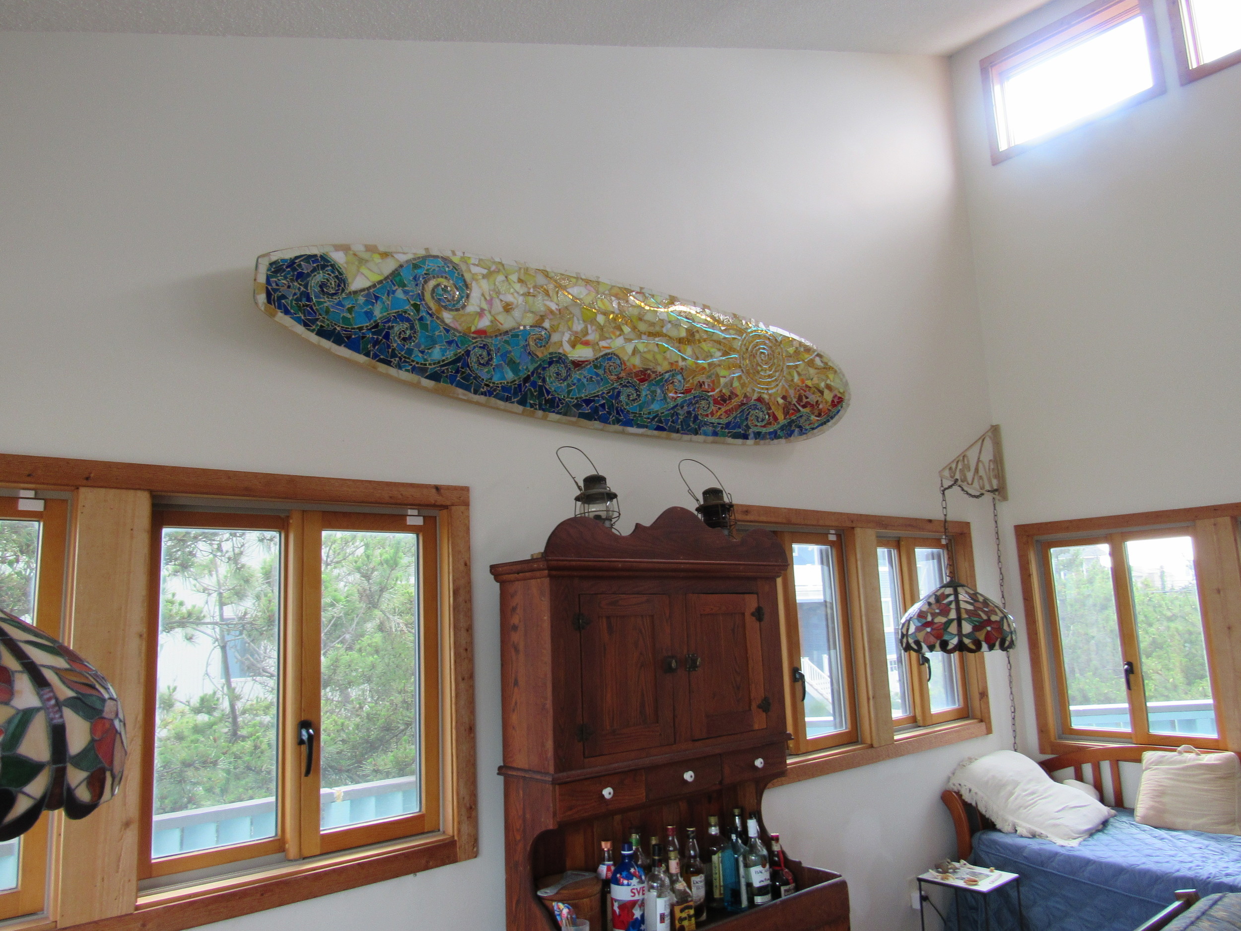  Beautiful custom surfboard mosaic in its home sweet home 