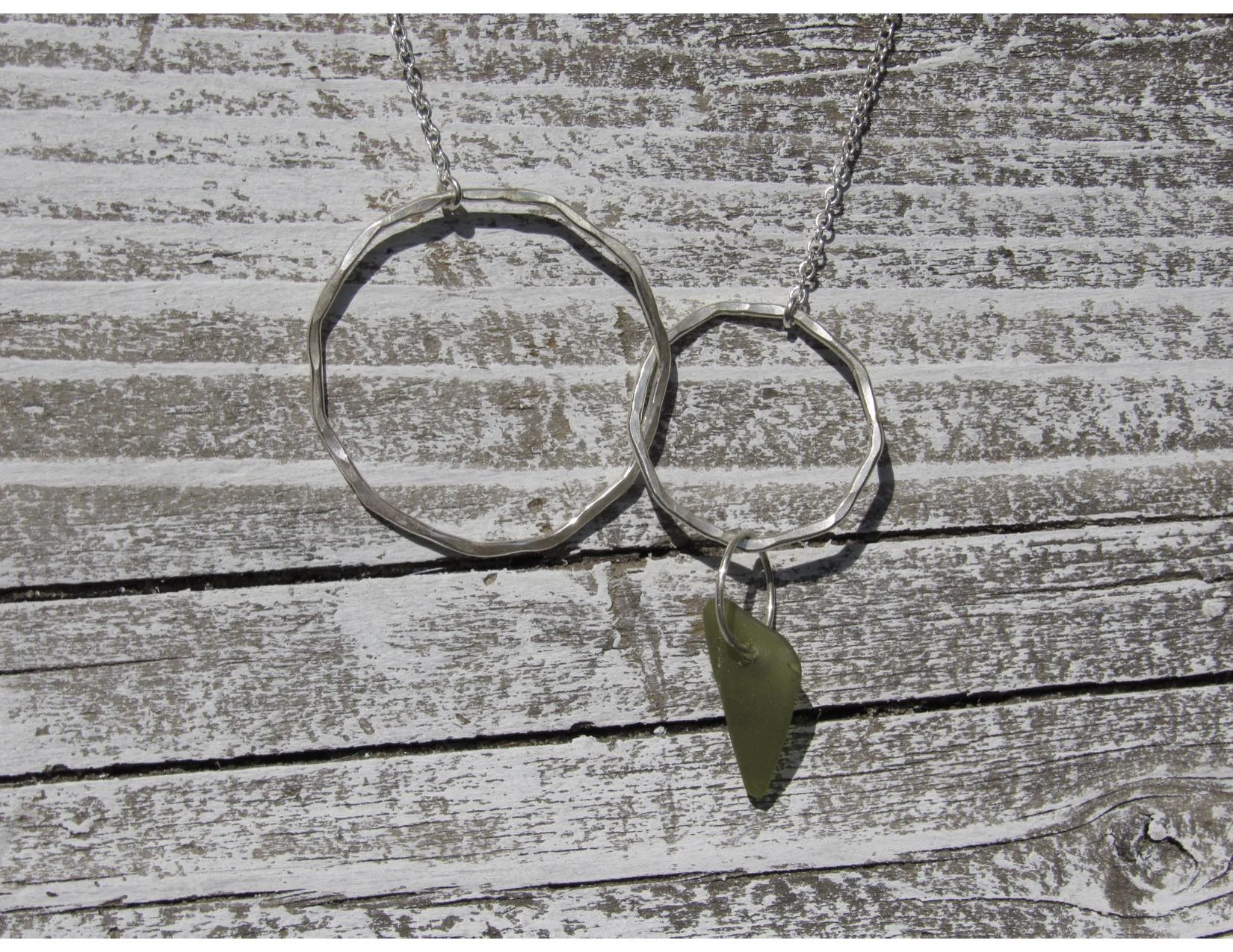 Bubbles Silver Sea Glass Necklace.green 1.jpg