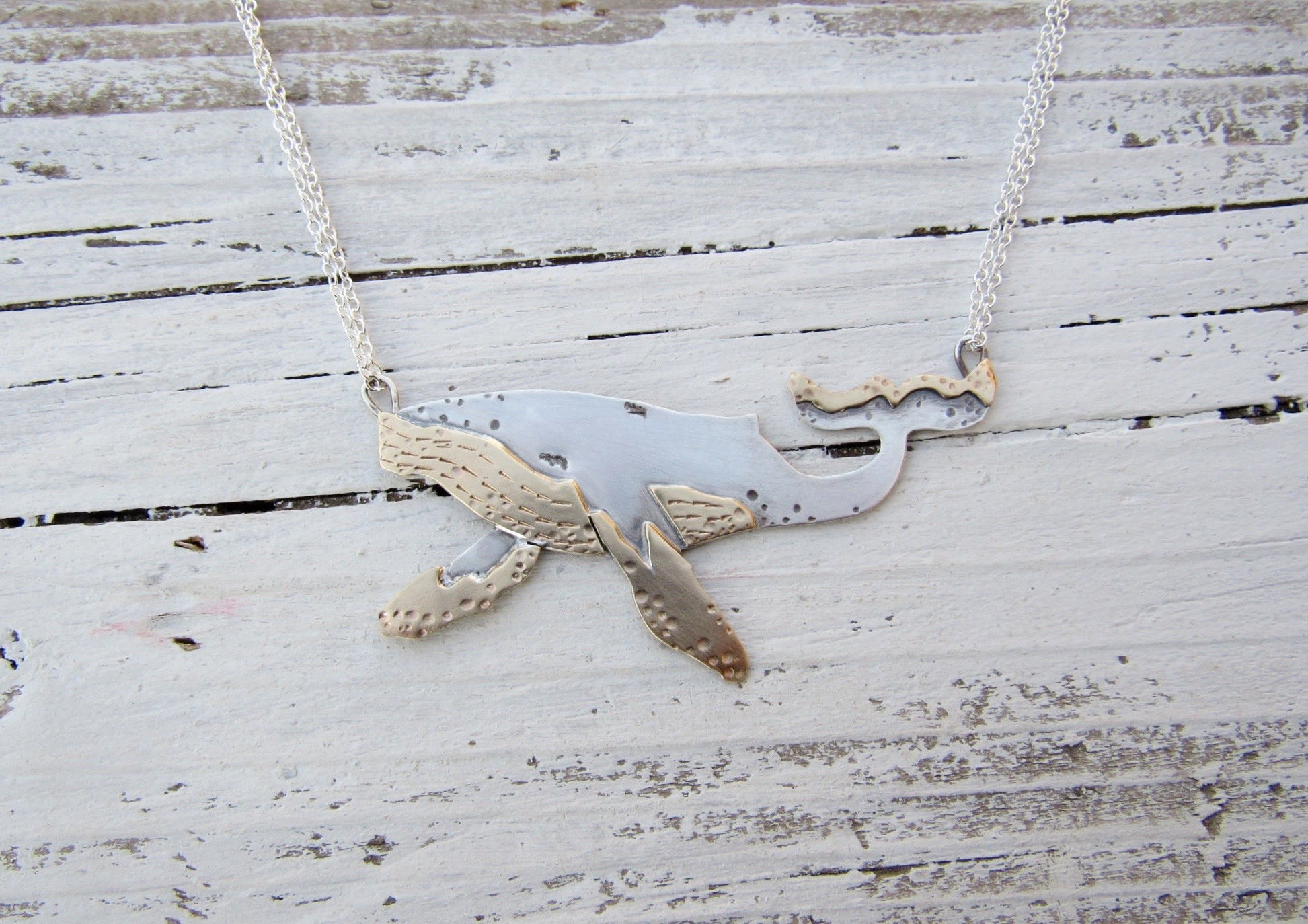 Humpback Silver and Brass Necklace