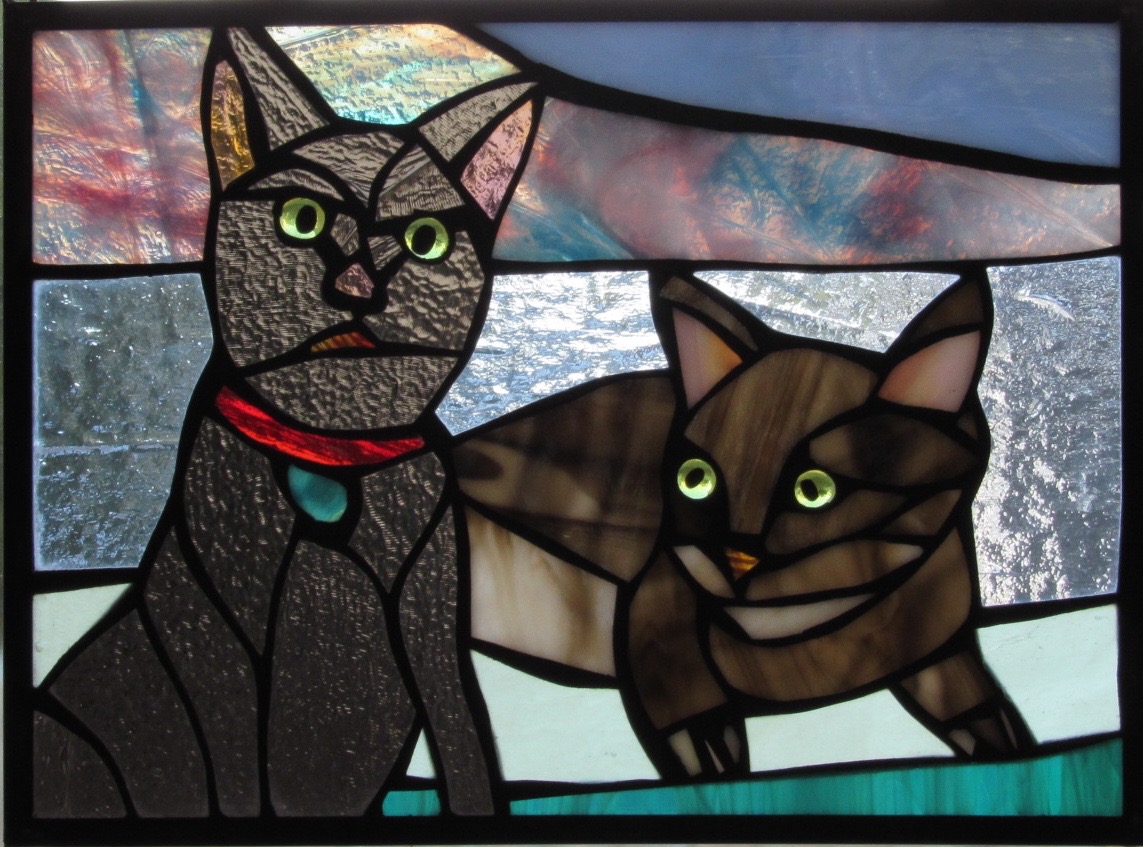  Pair of Cats Stained Glass Portrait  Adorable way to honor our favorite little buddies! 