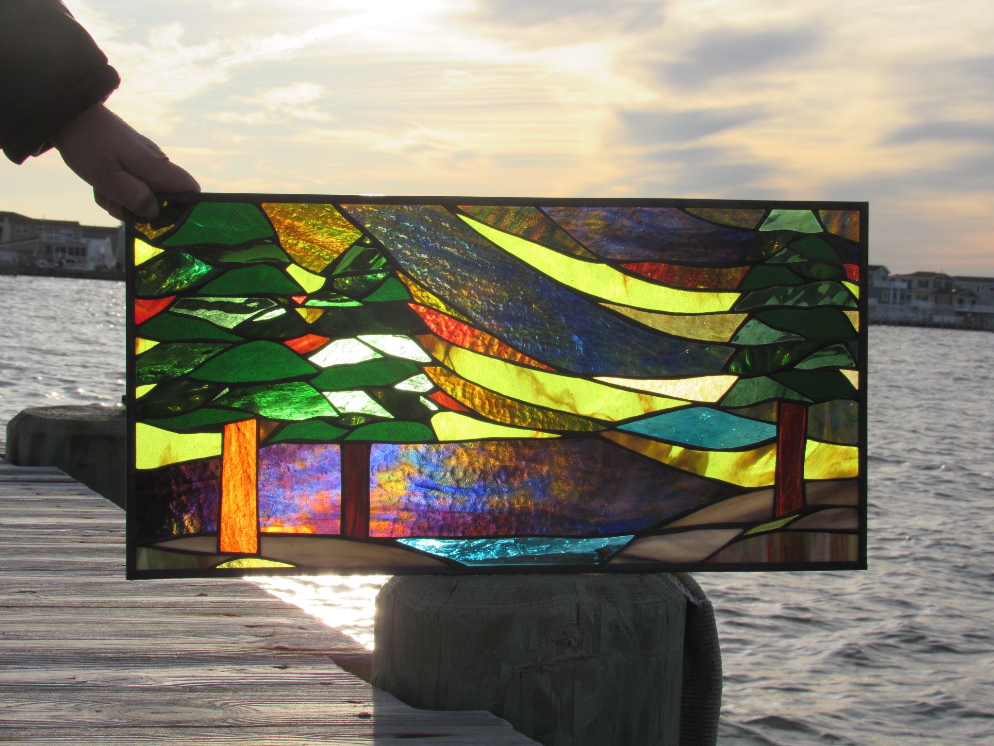  Custom Northern Lights Stained Glass &nbsp;Window  This panel was a very special custom project- we shipped it all the way to Alaska! 