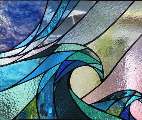 Stained Glass Waves Crash in Spring Colors! April 2nd: "Current"