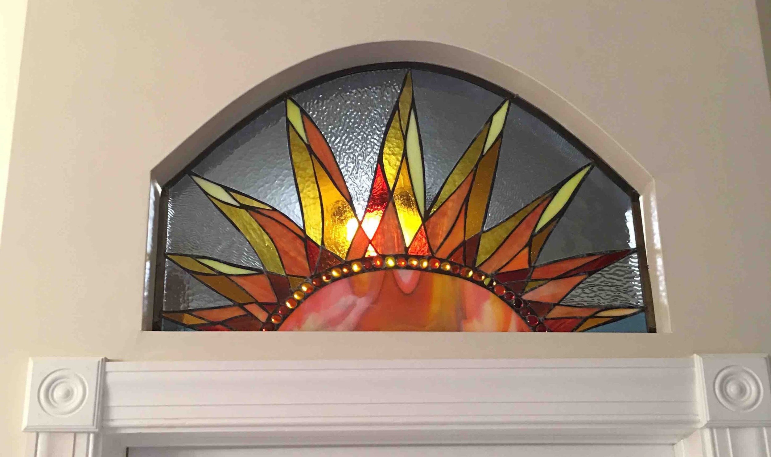  Custom Stained Glass Sunrise Window  Transom Window Installed. 2017 