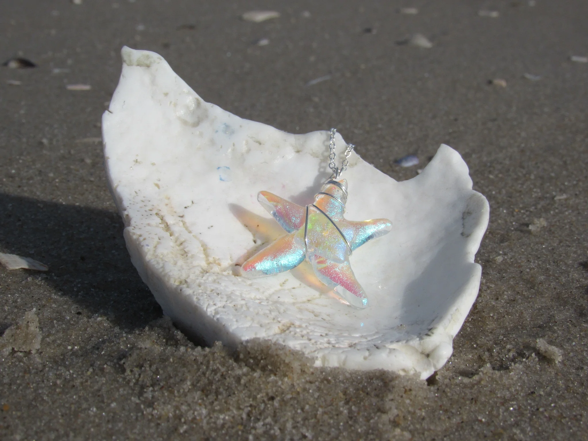 dichroic starfish necklace