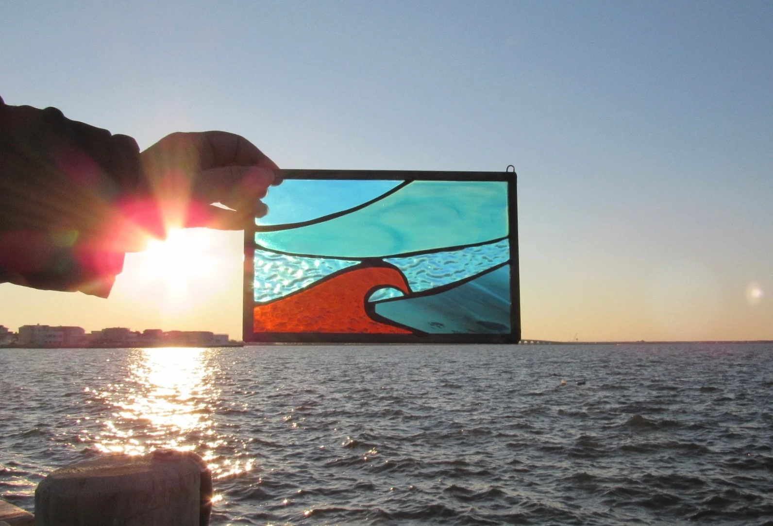 wave stained glass window