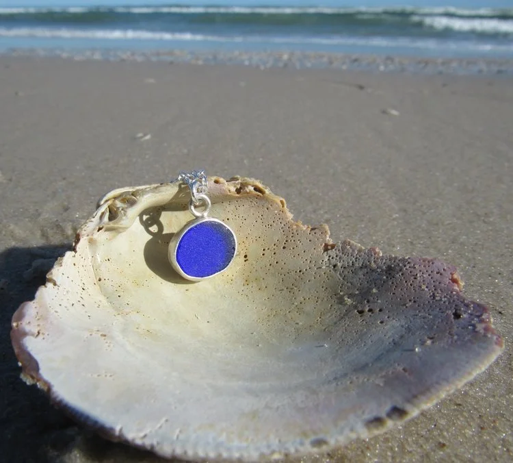blue sea glass necklace