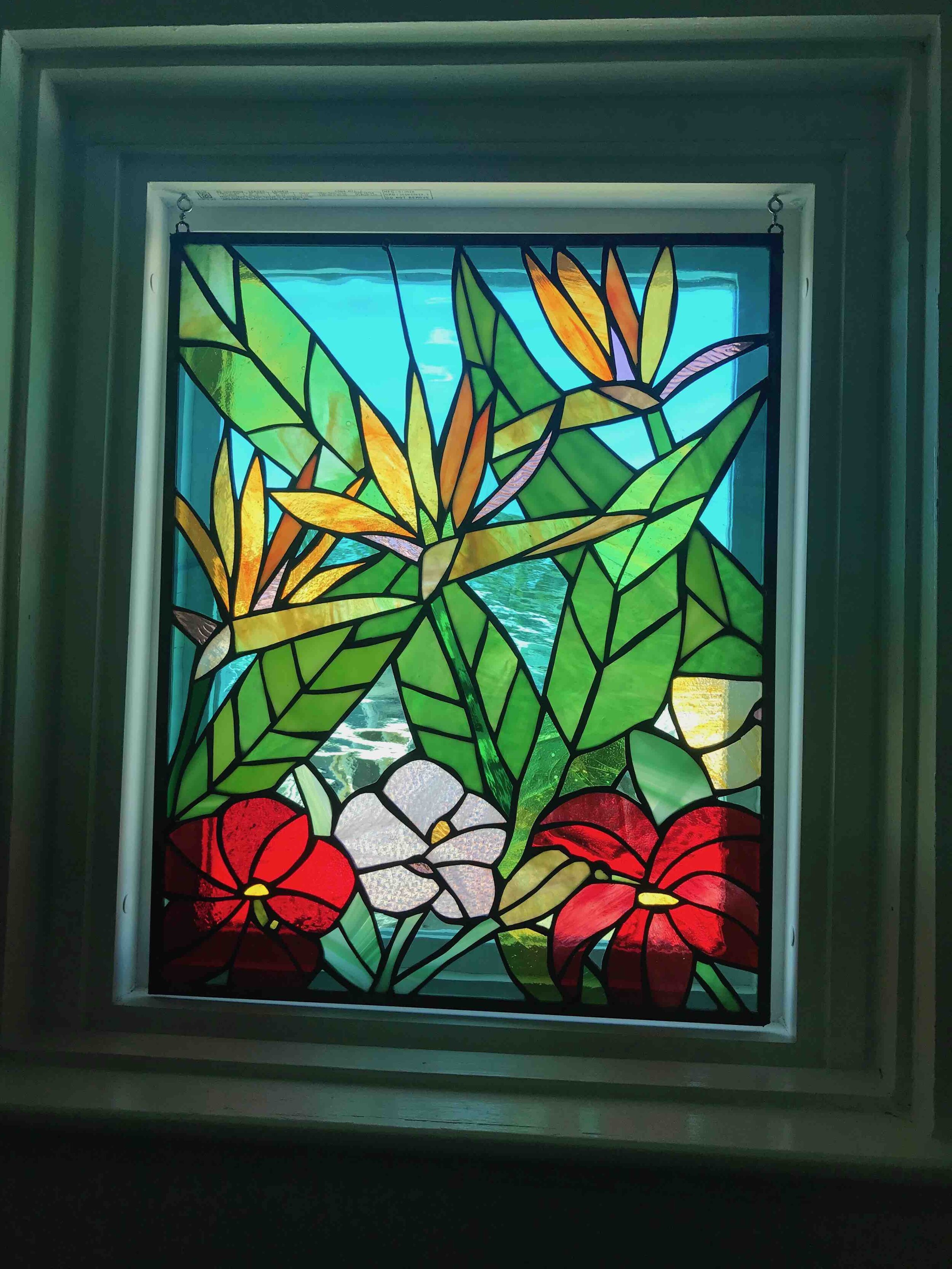 Birds of Paradise Custom Floral Stained Glass Window.jpg