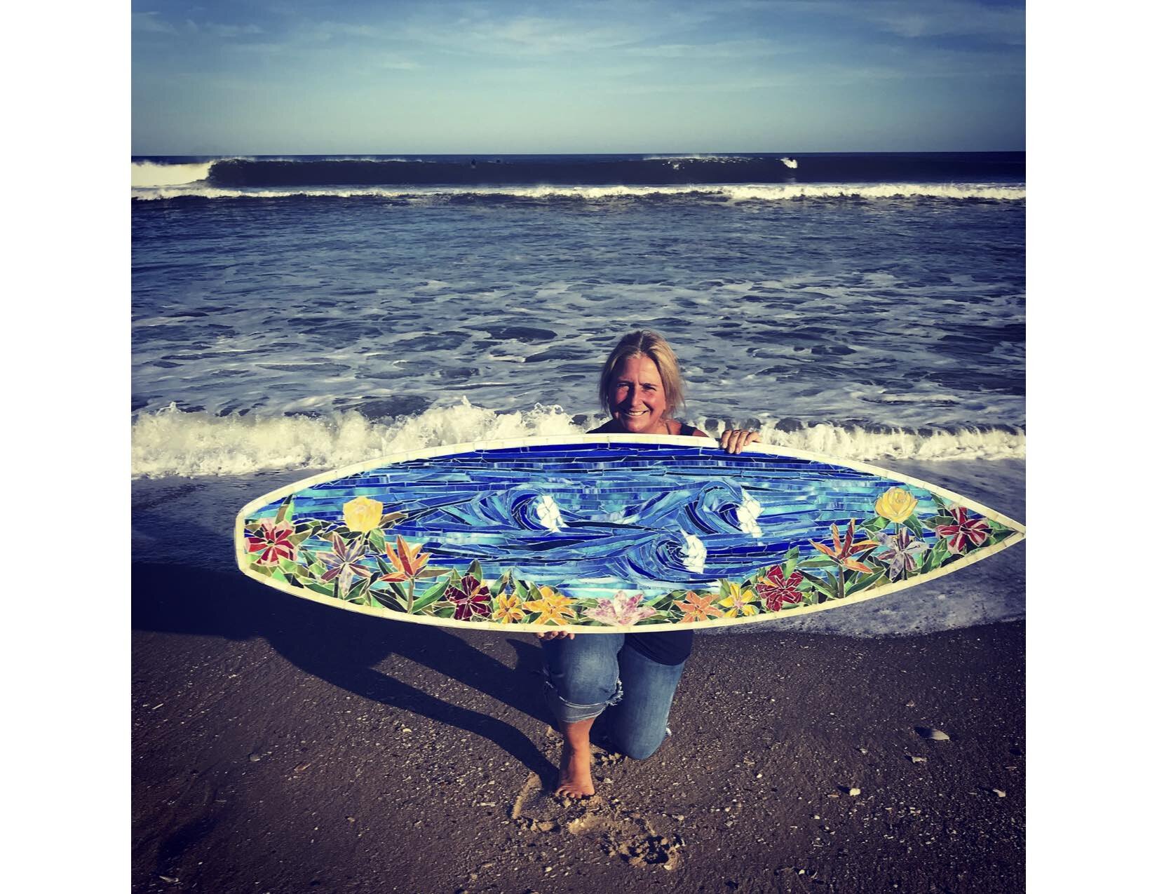 Custom Aloha Mosaic Surfboard. Beach 1.jpg