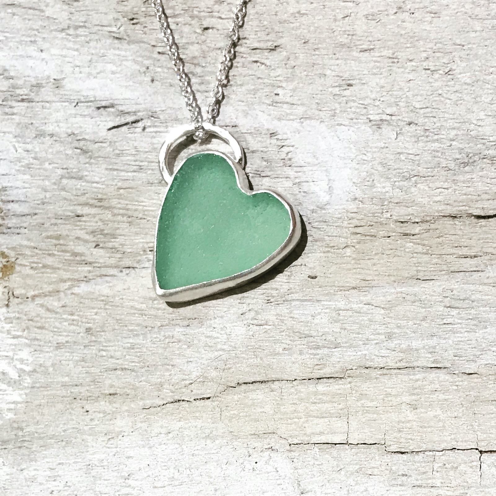 Heart jewelry sea glass necklace heart pendant sea glass jewelry heart-shaped sea glass pendant sea glass pendant Heart necklace