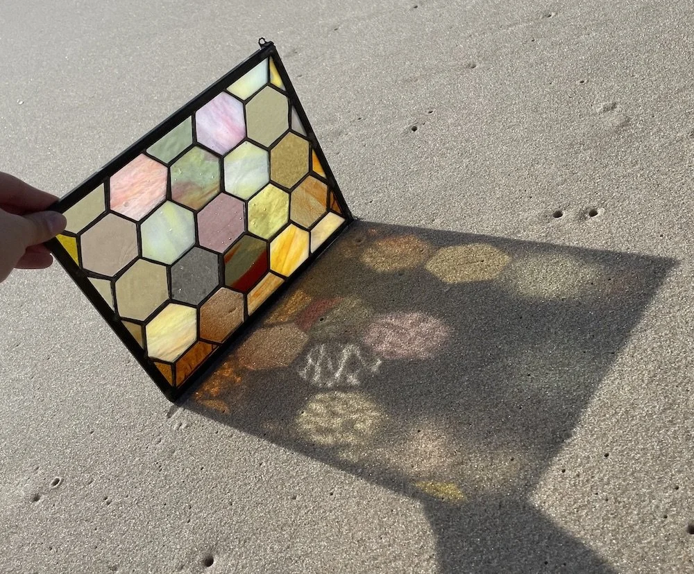 11.4.Amber and gold Honeycomb.Limoncello.Stained Glass Sun Windows.2.jpeg