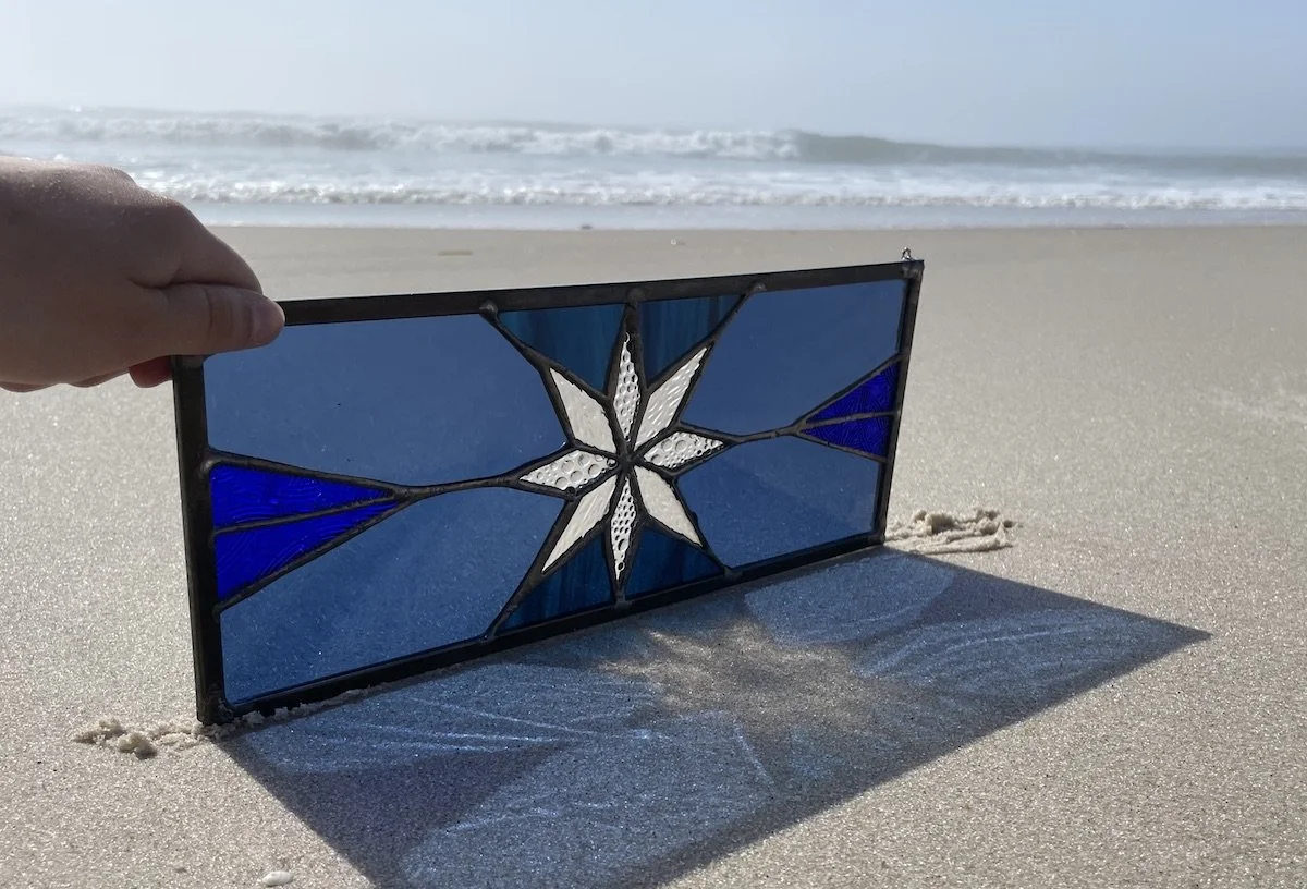 12.6.Star Snowflake Cobalt blue.Limoncello.Stained Glass Sun Windows.2.jpeg