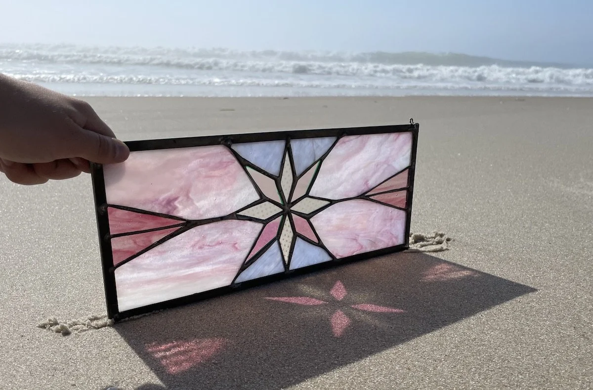 12.7.Star Snowflake Pink and lavender.Limoncello.Stained Glass Sun Windows.2.jpeg