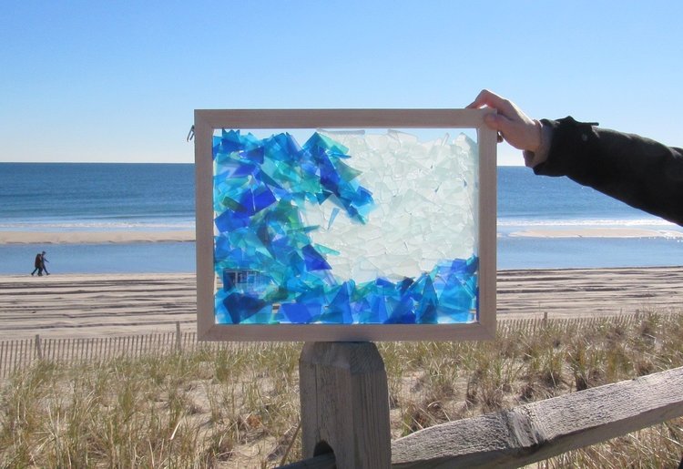 Sea Glass Inspired Seascape- Breaking Wave