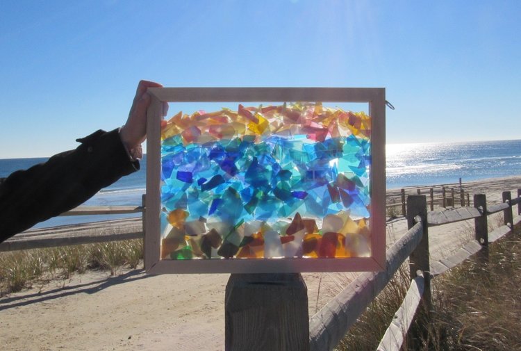 Sea Glass Inspired Seascapes- Sunrise Cliff