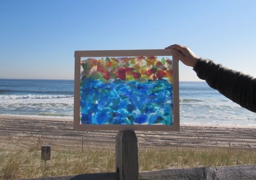 Sea Glass Inspired Seascapes- Sunset Reflection