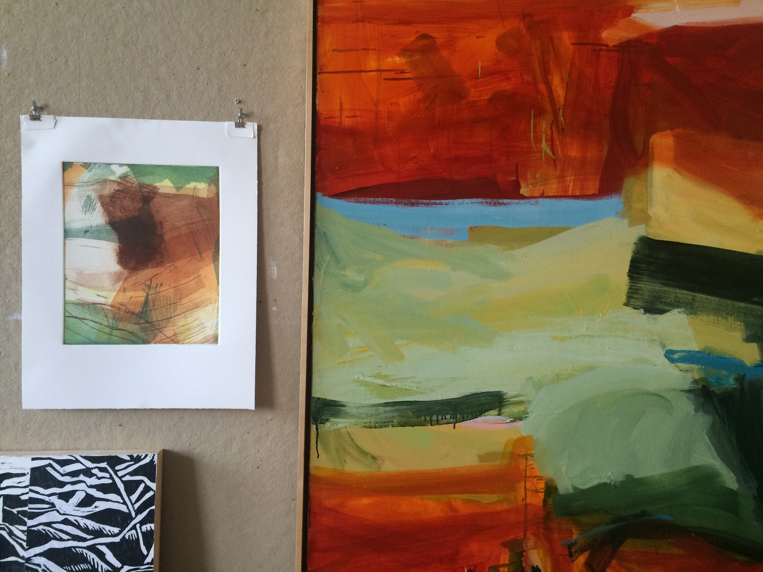 Michael Rich Studio, December 2016 with new monoprint in progress