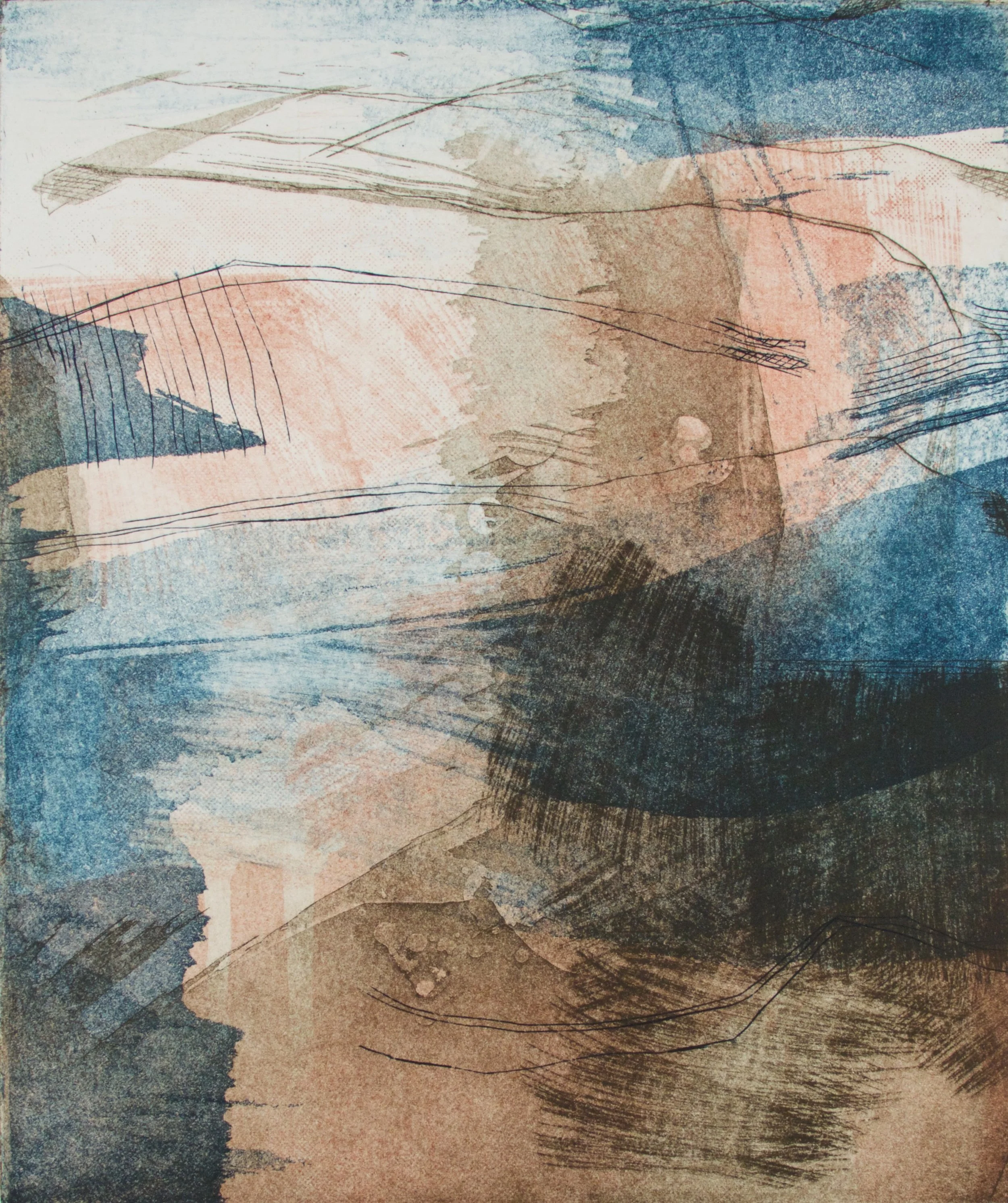 Days and Nights in Spain V, 2017, Intaglio Monoprint, 12 x 10 in