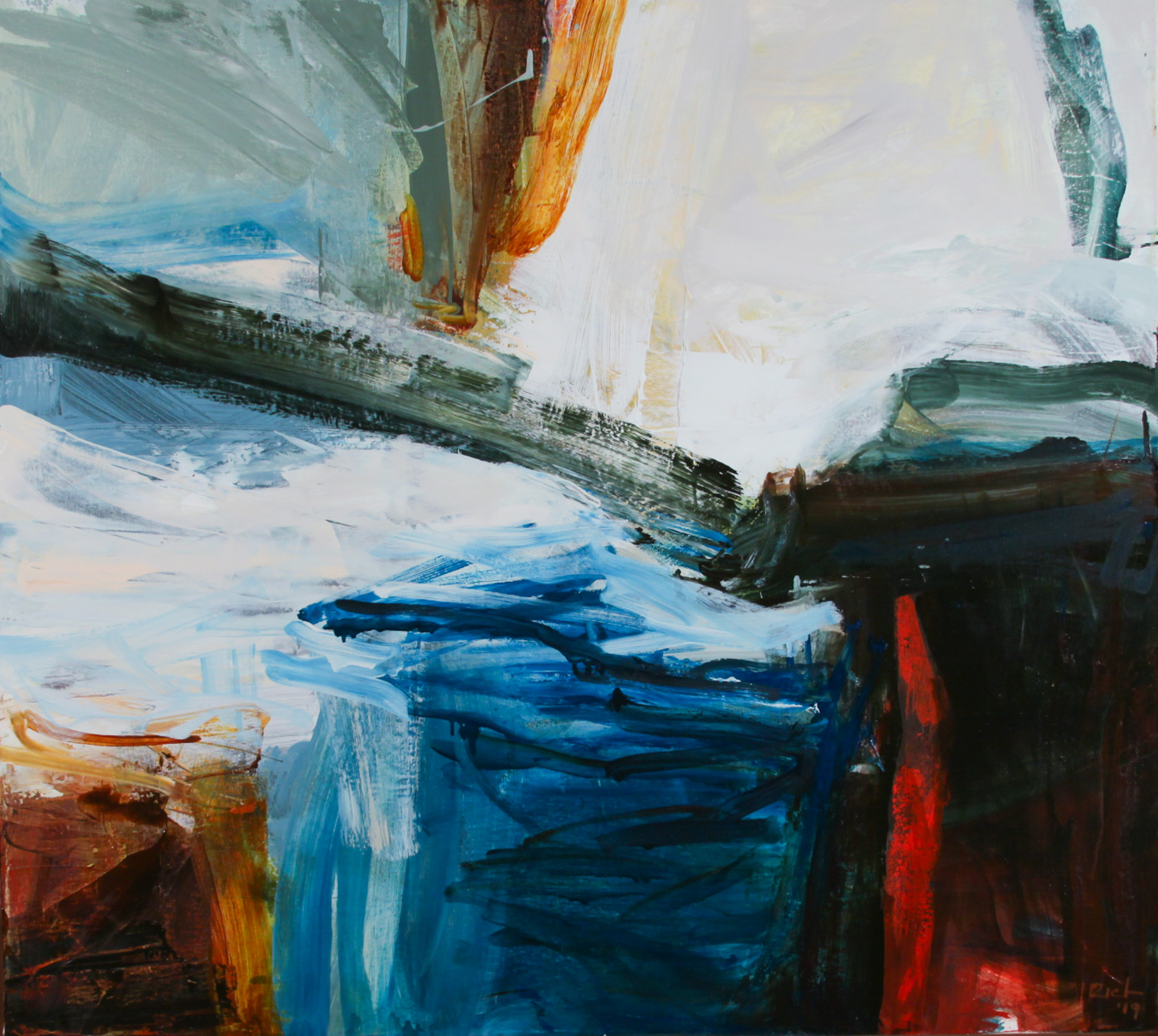 Breach, 2019, oil on canvas, 34 x 38 in